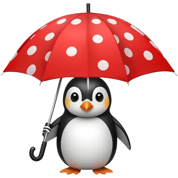 Penguin with red polka-dot umbrella emoji