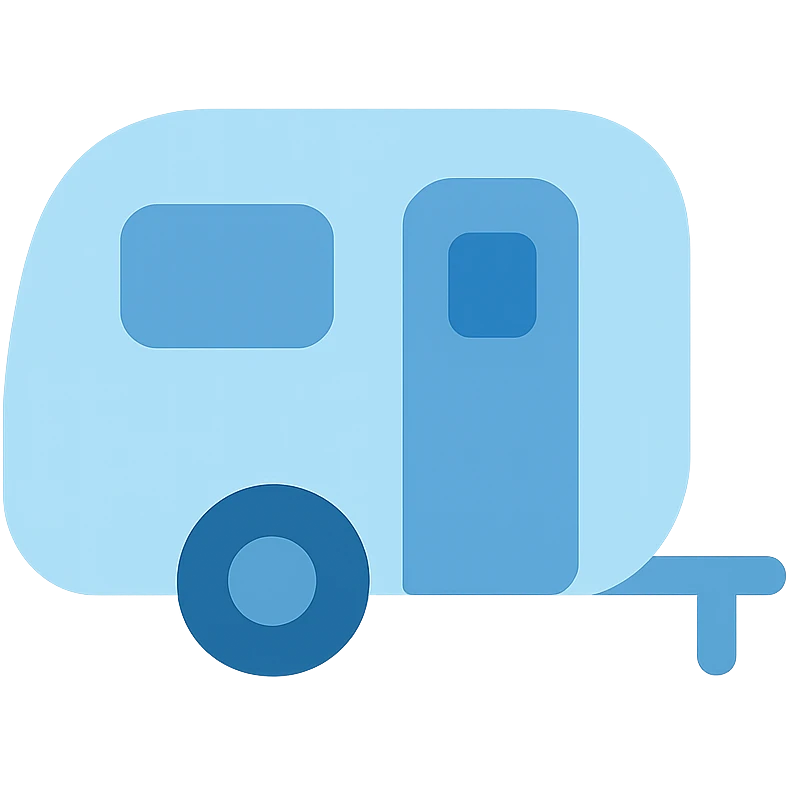 caravan, flat color icon style, bold shapes, minimal shading, easily recognizable silhouette emoji
