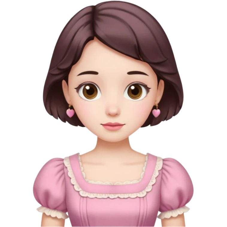 Cottagecore style ultra cute vintage material pink dress emoji