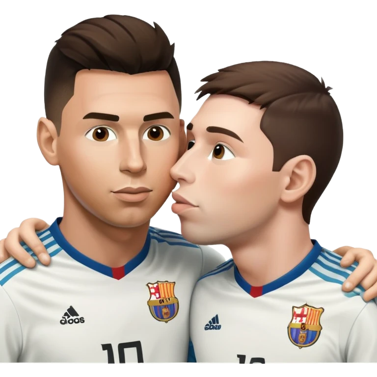 Ronaldo and Messi soccer players kissing emoji