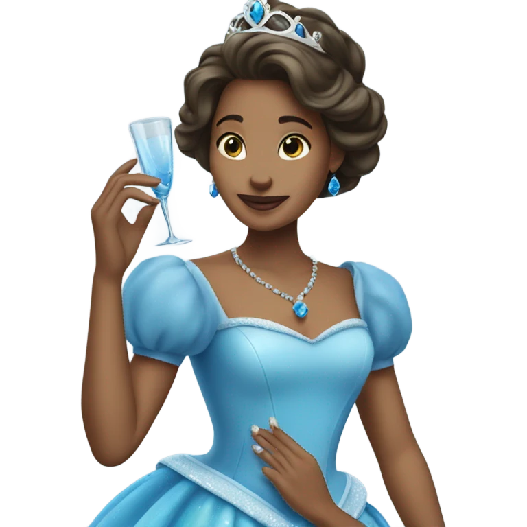 Princess with blue dress and glass slippers emoji