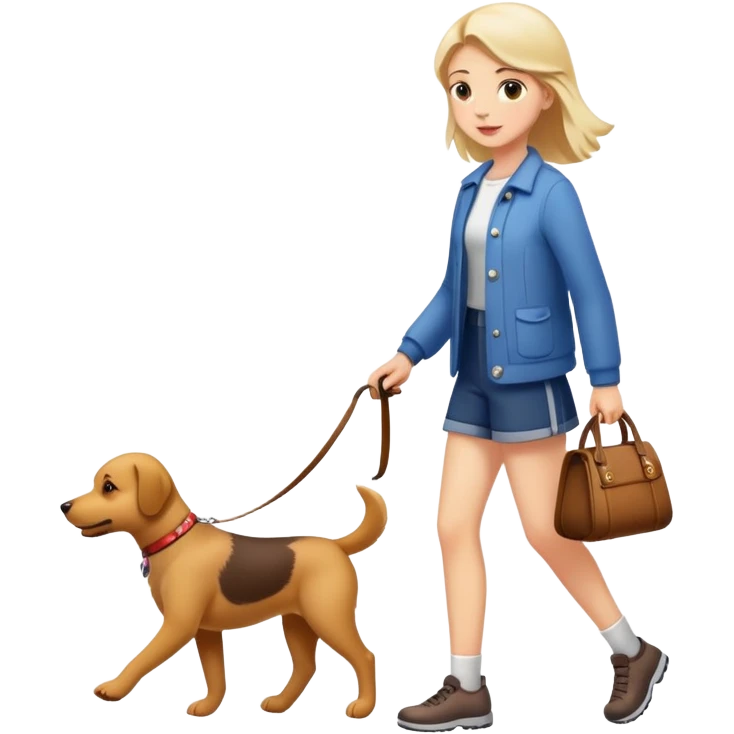 Realistic girl walking dog emoji
