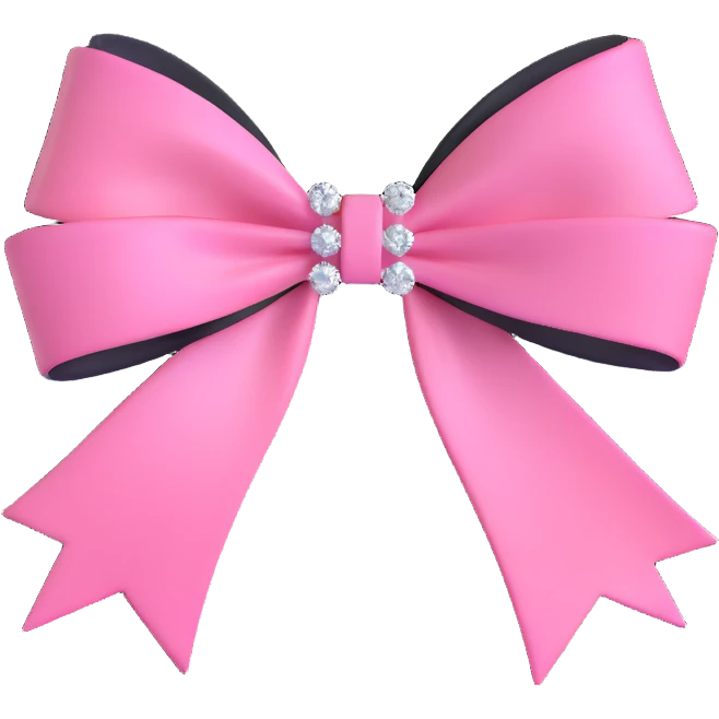 pink bow with sparkling diamond accents emoji