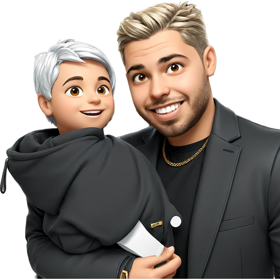 smiling boys in stylish outfits emoji