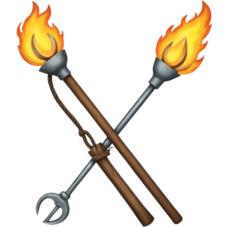 a three pronged farmer's pitchfork and a torch in an x formation emoji