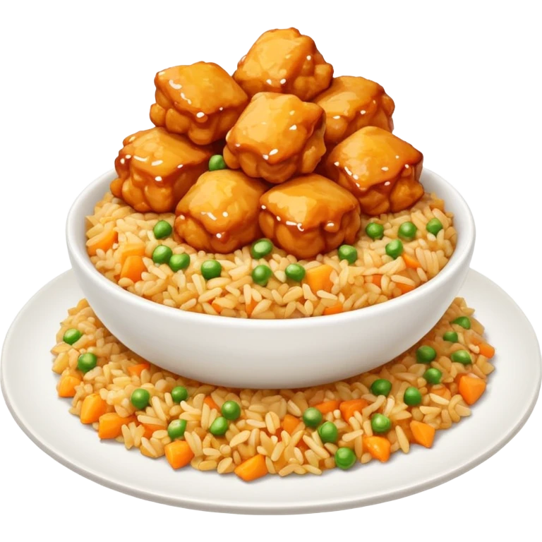 Orange chicken and fried rice emoji
