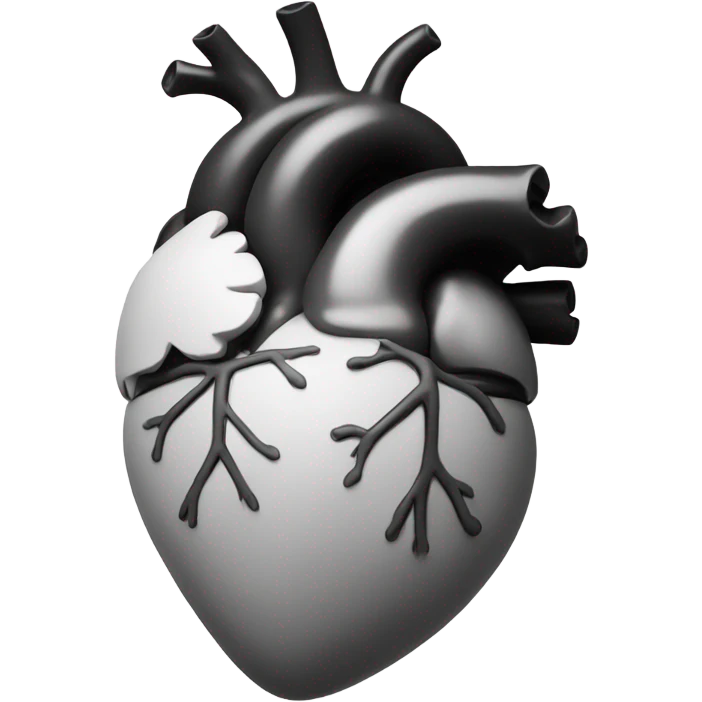 Anatomical heart with black and white emoji