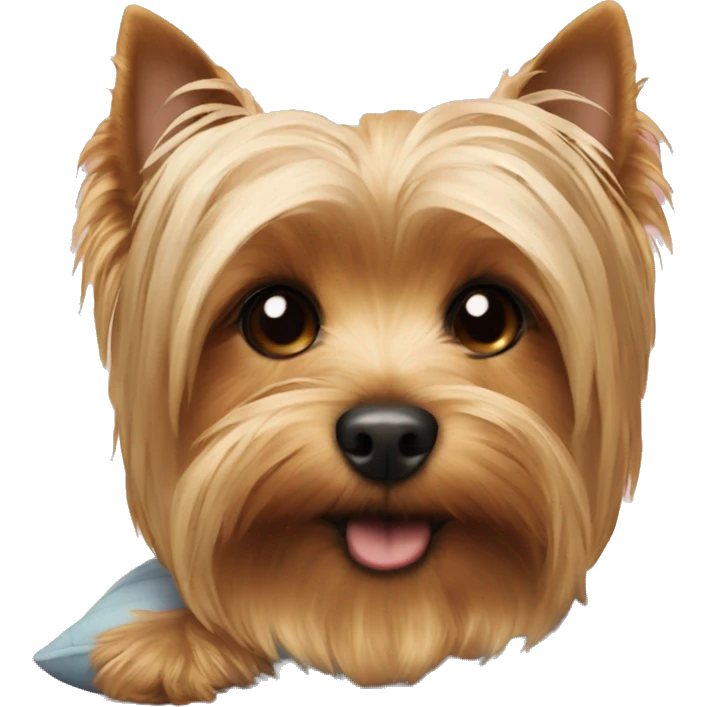 Yorkie dog laying on a pillow emoji