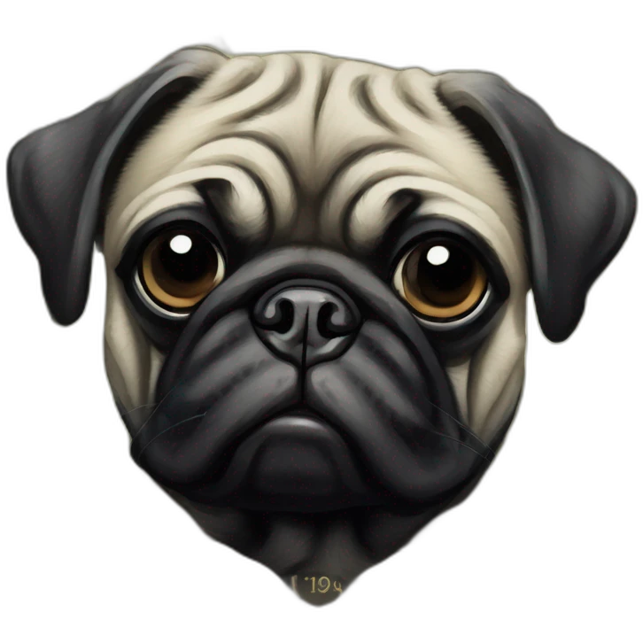 A cyberpunk black pug in Art Nouveau style during 1910 emoji