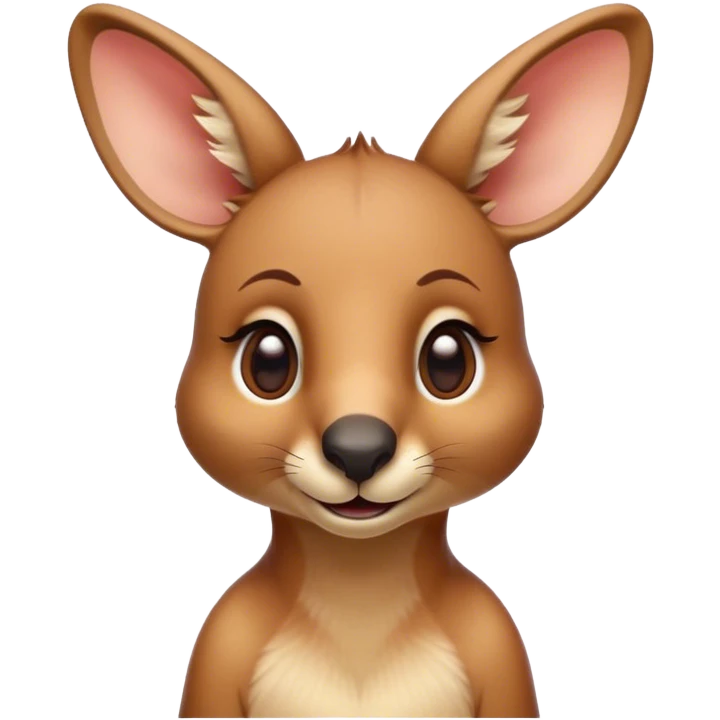 Cinematic Realistic Cute Kangaroo Portrait Emoji, Head tilted playfully and inquisitively, featuring a compact, agile build with soft, warm tawny fur and a characteristically endearing face with bright, curious eyes and perky ears, rendered with lifelike detail and natural highlights, high shine, affectionate and spirited, styled with a touch of outback whimsy, soft glowing outline, capturing the essence of a mischievous yet lovable kangaroo that seems poised to hop playfully into your arms! emoji