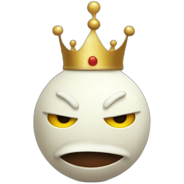 A mozzarella with an angry face who is wearing a crown emoji