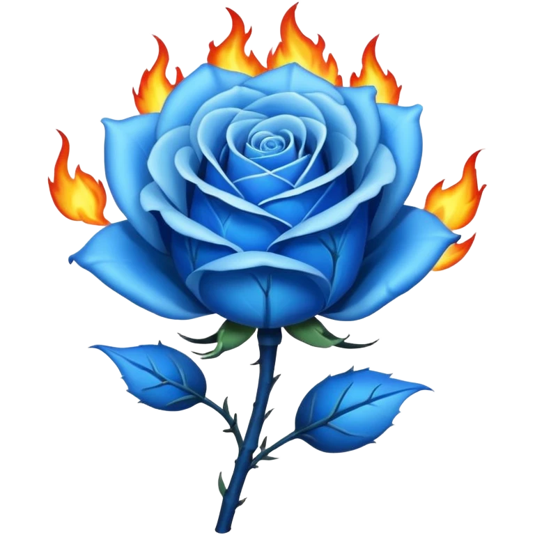 Create blue rose burning in blue flame emoji