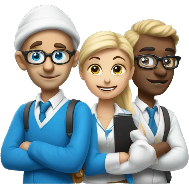Three teacher smurfs emoji
