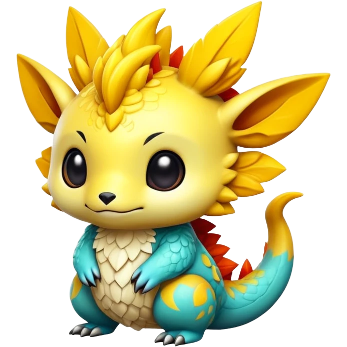 Randomly-colored exotic chibi Fakémon-creature emoji