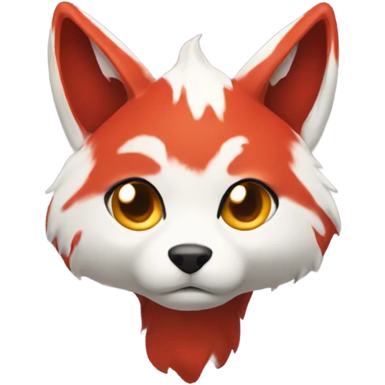 Red and white katsune head sad emoji