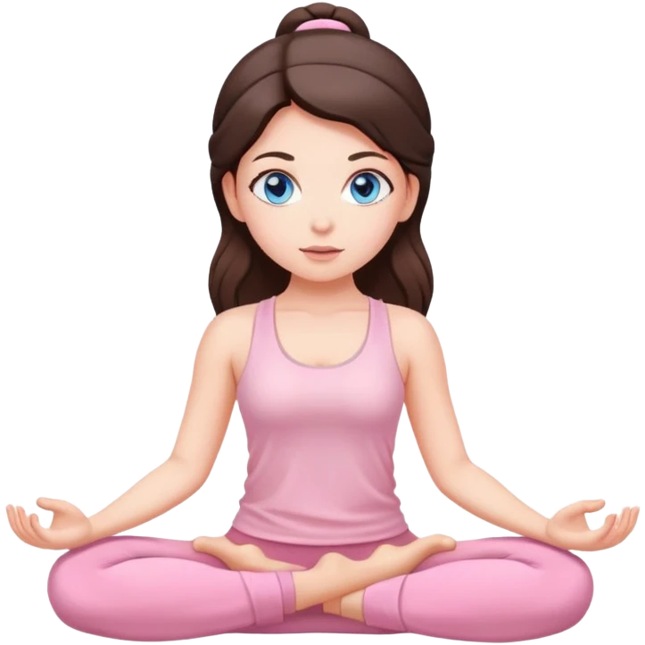 brunette blue-eyes, yoga girl light pink clothes  emoji