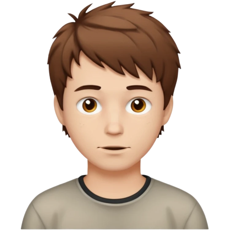 Create an emoji of a man with white skin and short brown but slightly messy hair emoji