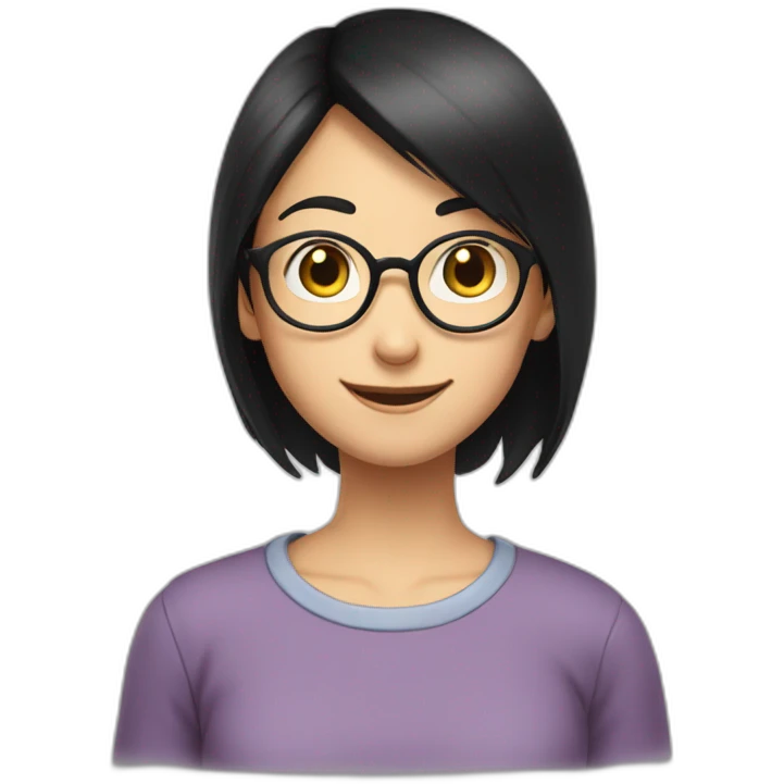 girl nobita GLASSES long black straigh hair smiling emoji