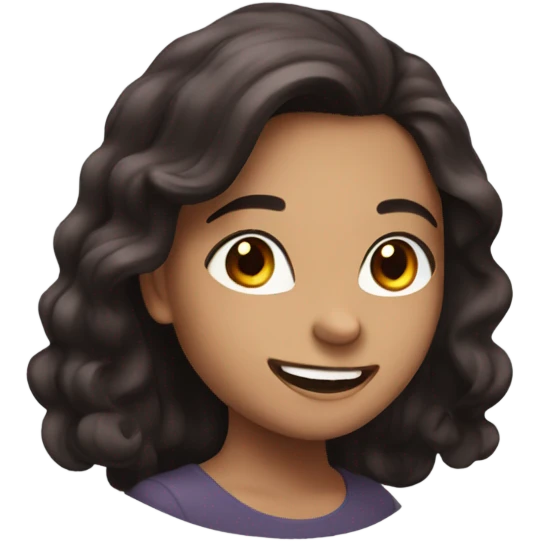 a girl with dark wine hair and brown eyes rejoices emoji
