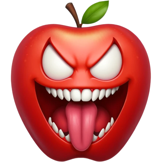Venom symbiote apple style emoji, sticking tongue out, wild and freaky expression emoji