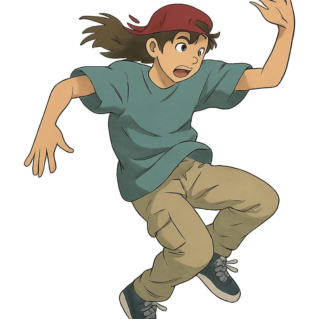 ghibli style hiphop dancer in expressive motion emoji