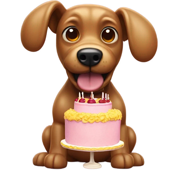 Balloon dog with cake on its face emoji