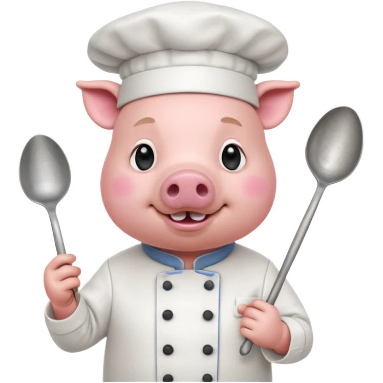Chef Pig – pig wearing white chef hat holding spoon emoji
