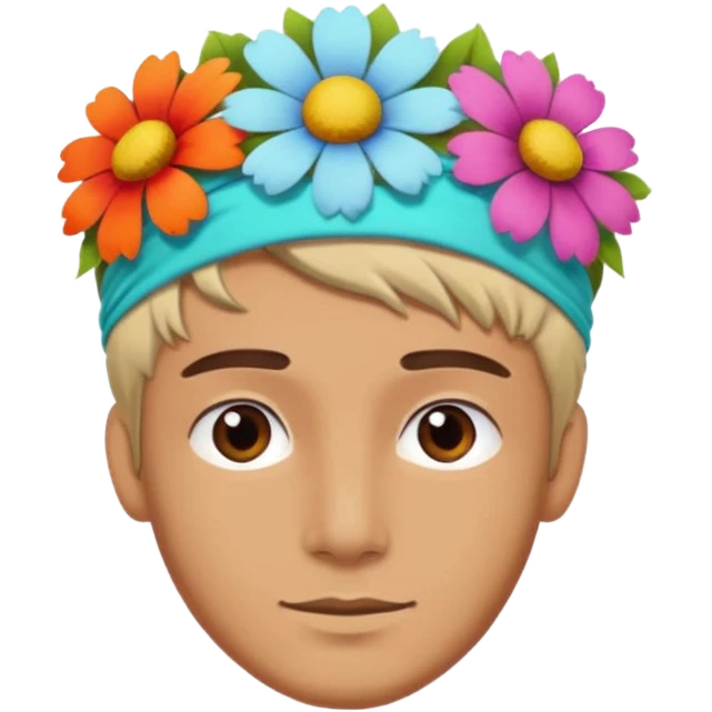 man with flower hair band  emoji