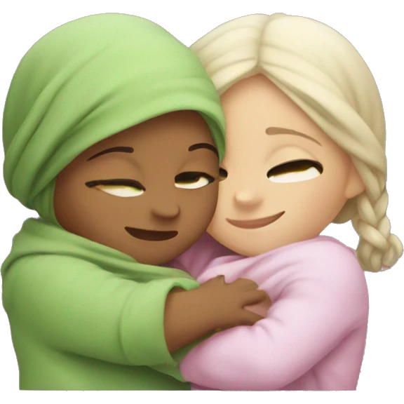 2 girly baby yodas hugging each other emoji