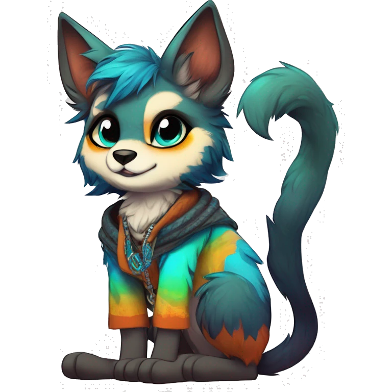 Cool cute Kawaii edgy colorful anthro fantasy animal fursona by griffsnuff & LiLaiRa & Falvie full body emoji
