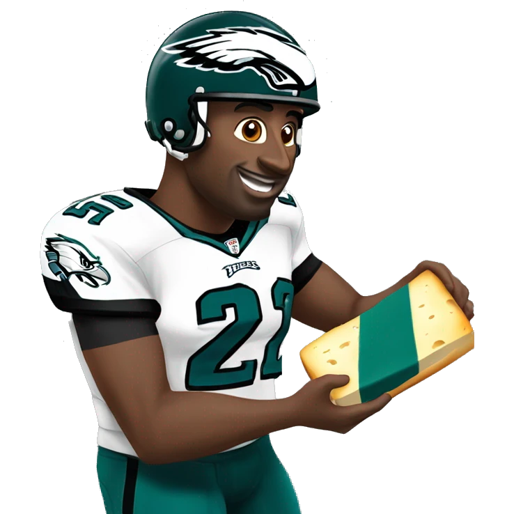 Philadelphia Eagles player eating cheese steak emoji