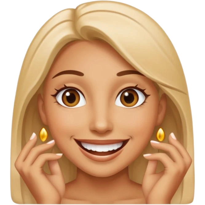  a woman totally happy with the biggest smile emoji