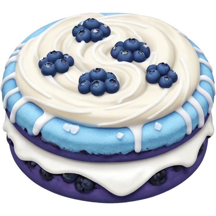 2 blueberry biscuits with white icing swirl on top emoji