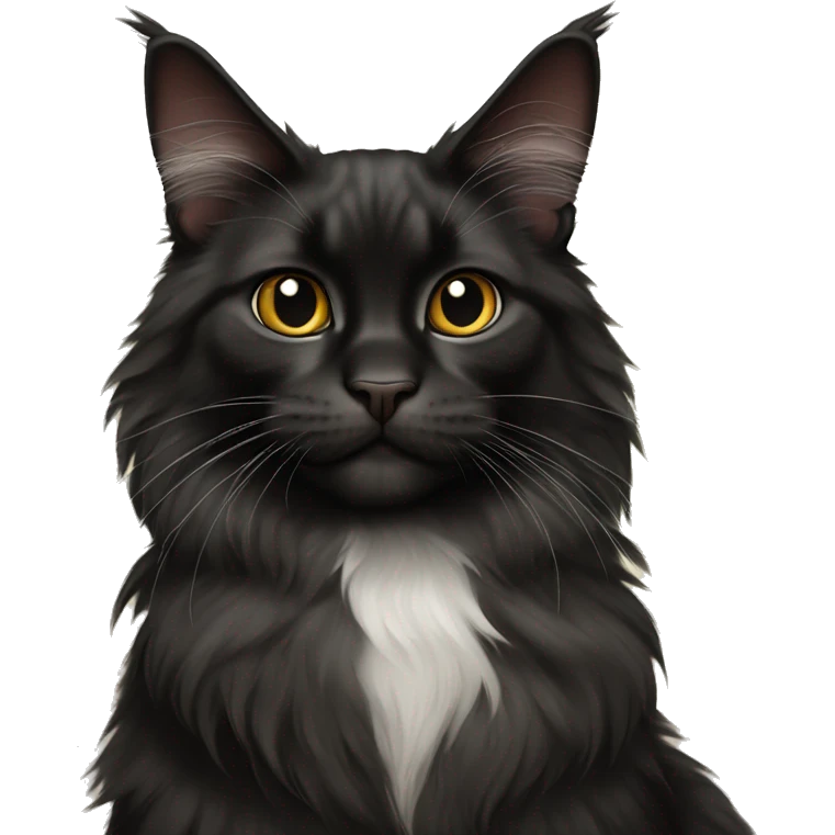 black Maine Coon cat sitting emoji