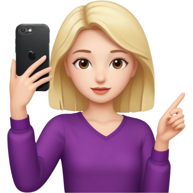 Girl taking selfie, different pose and outfit emoji