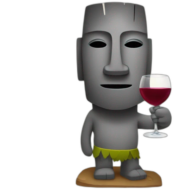 moai with wine glass emoji