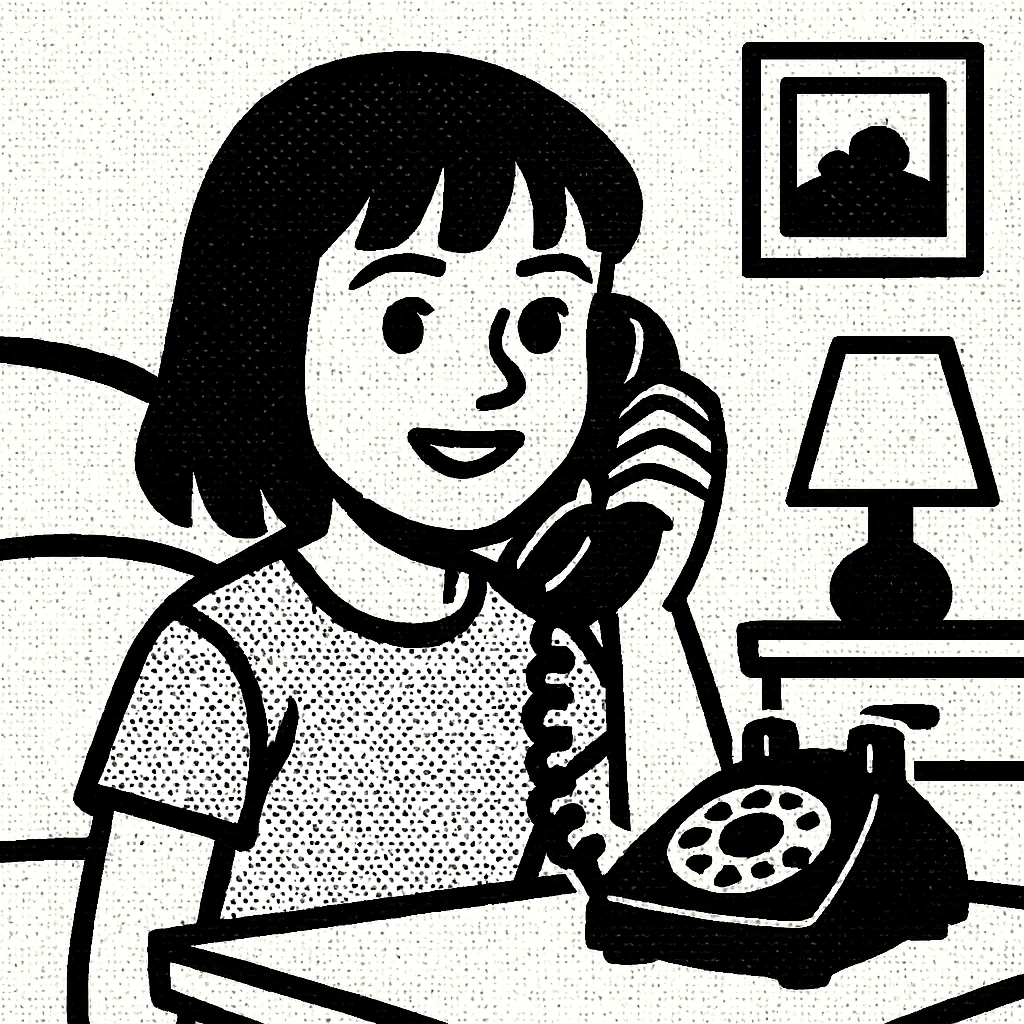 girl talking on telephone in her room emoji