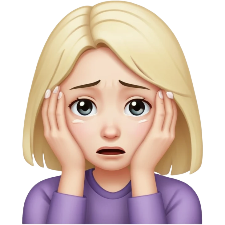 Girl holding her head crying emoji