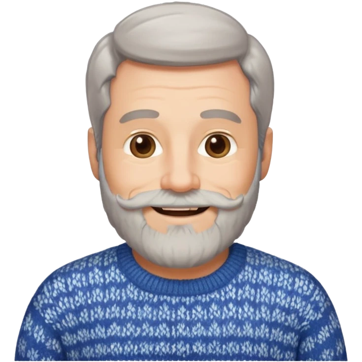 middle aged man, salt and pepper beard, wearing a sweater, cheerful look emoji emoji