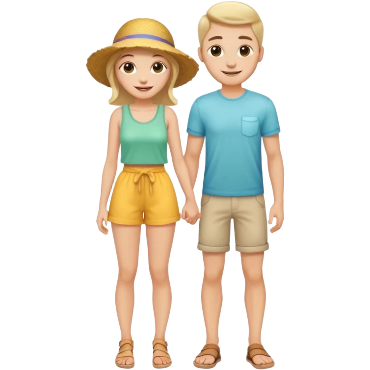 full-length cute couple in summer outfits emoji