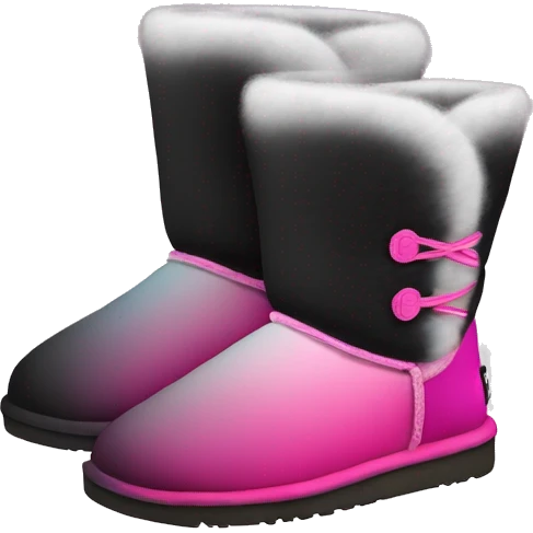 Realistic silver black and hot pink ombre Ugg fur boots. emoji