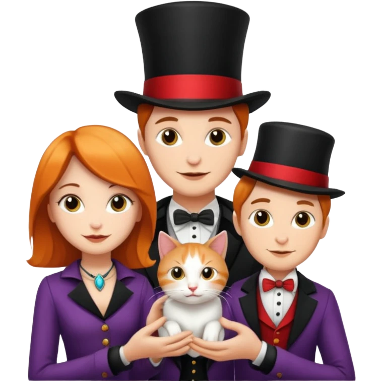 magician couple and their pet cat emoji