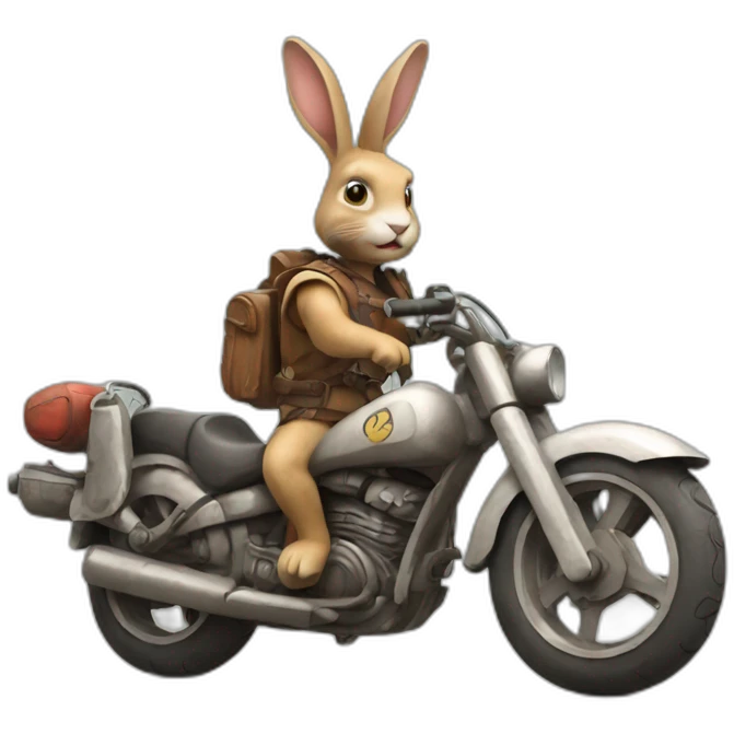 Archaeological rabbit with a motorbike emoji