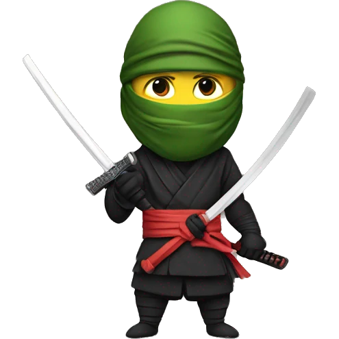 ninja with a katana in his hands with a crocodile head emoji