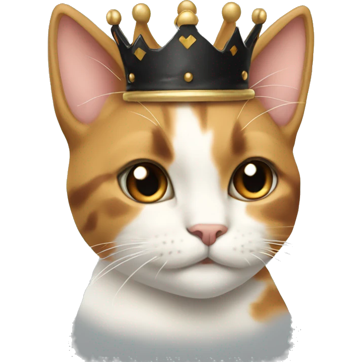 calico cream cat with black calico cat facing the side with crown emoji