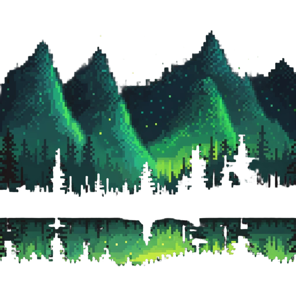 aurora borealis over forest silhouette emoji