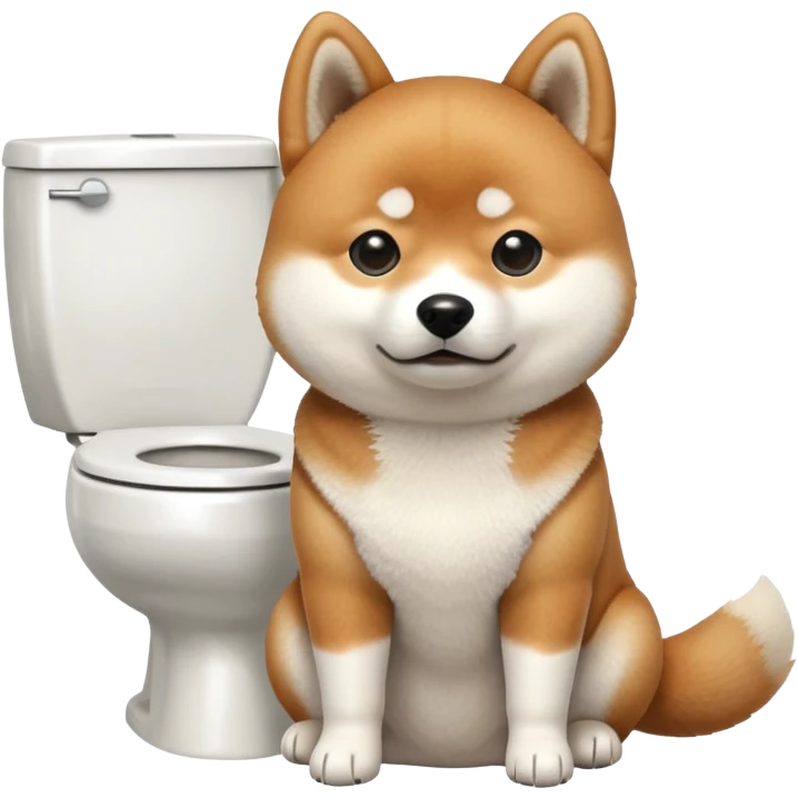 A Shiba Inu sitting on the toilet emoji