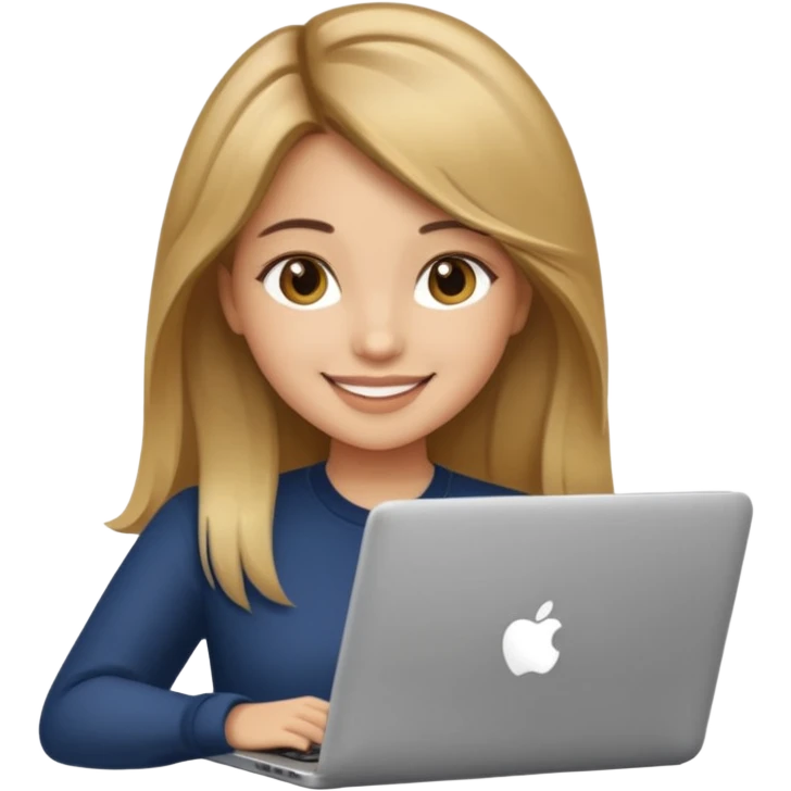 Pretty girl with medium long, light golden/brownish balayage hair, Latina, with a laptop, AI-generated emoji. emoji