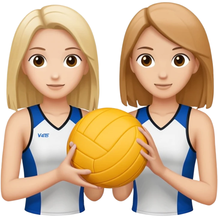 Two girls with a volleyball emoji