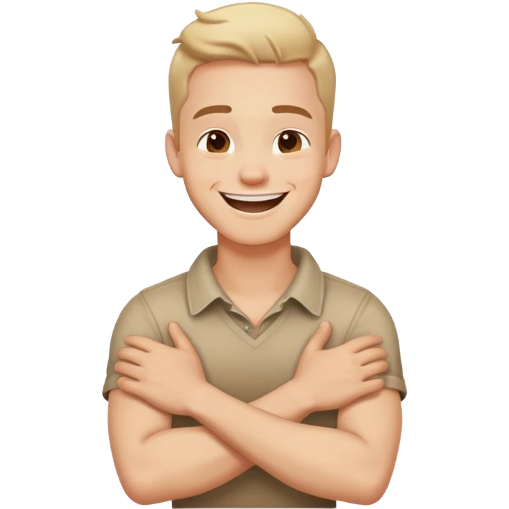 arms crossed holding neck laughing guy emoji